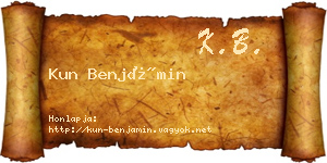 Kun Benjámin névjegykártya